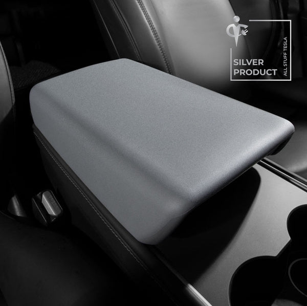 Gray TPE Armrest Box Protective Cover For Model 3 and Model Y
