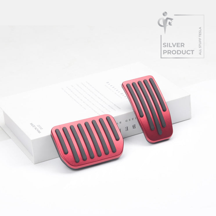 Red Aluminum Alloy Gas-Break Pedal Covers For Model 3 and Model Y