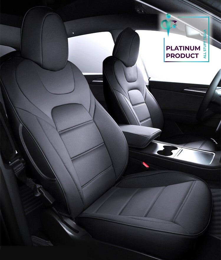 Black Nappa Leather Full Surround Seat Cover For Model 3 2024