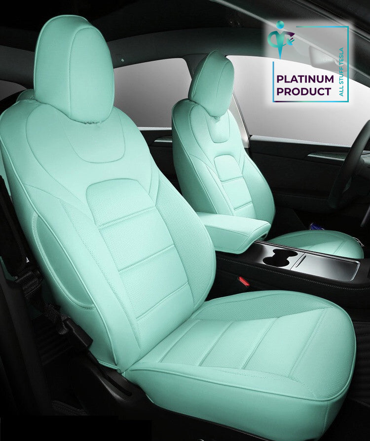 Green Nappa Leather Half Surround Seat Cover For Model Y