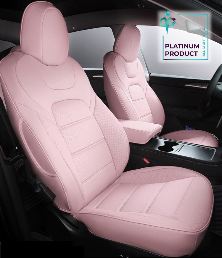 Pink Nappa Leather Full Surround Seat Cover For Model 3 2024