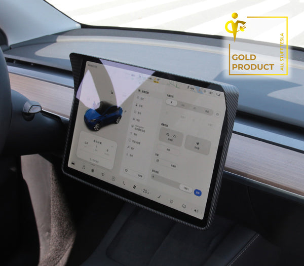 Matte Carbon Fiber ABS Central Console Screen Protector Frame for Model 3 and Model Y