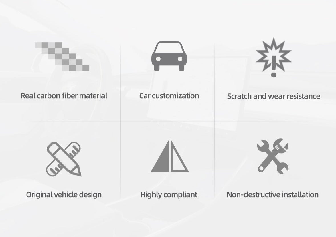 Matte Carbon Real Carbon Fiber Back Seat Decorative Replacement Covers For Model 3 and Model Y