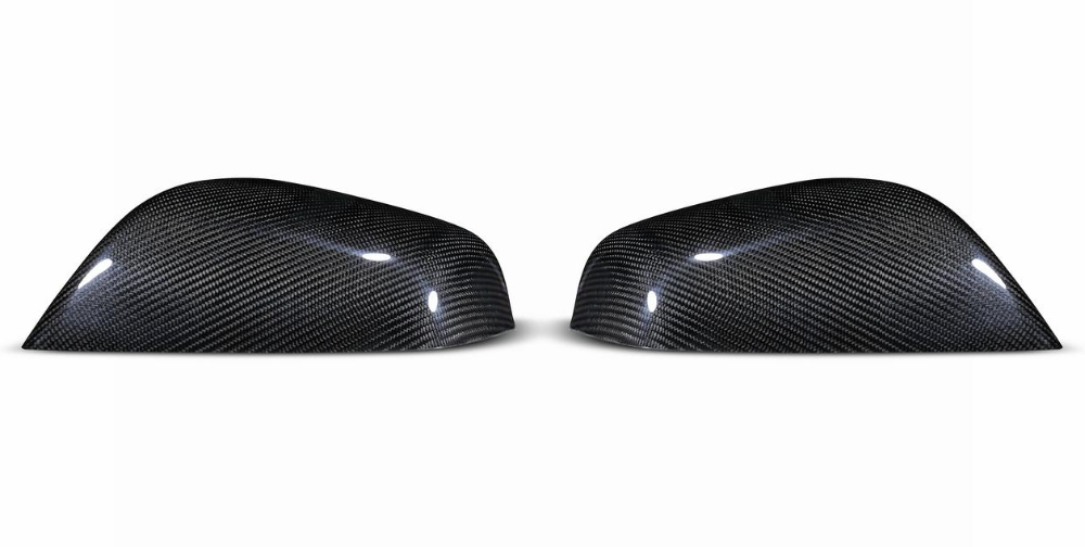 Bright Carbon Real Carbon Fiber Side Mirror Decorative Cover Replacement For Model S