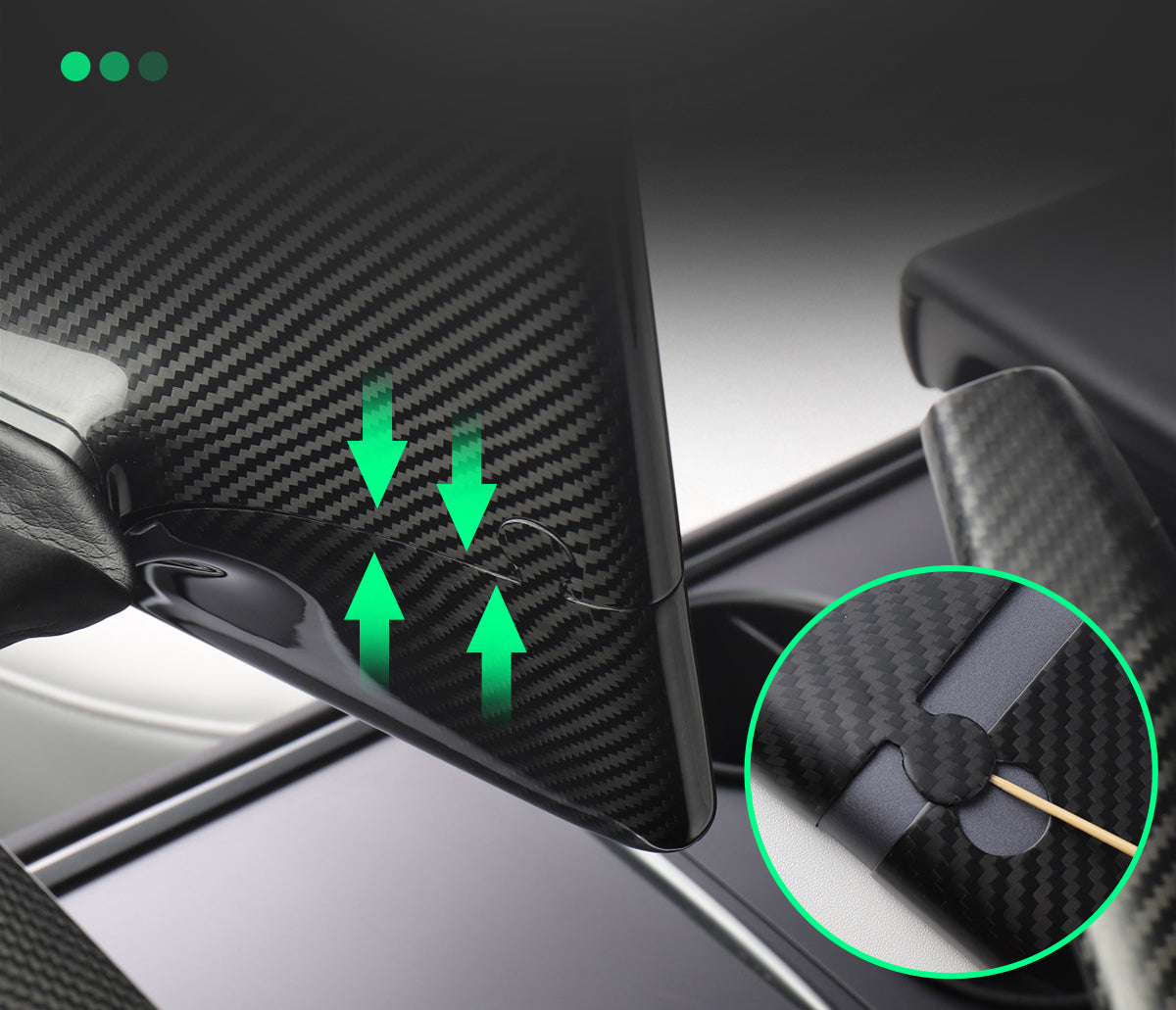 Bright Carbon Real Carbon Fiber Central Control Screen Back Cover For Model 3 and Model Y