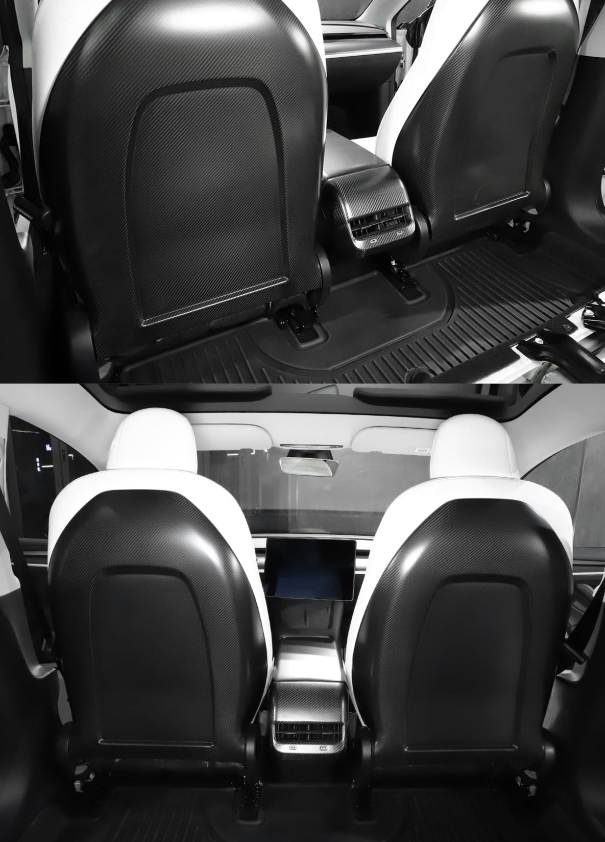 Matte Carbon Real Carbon Fiber Back Seat Decorative Replacement Covers For Model 3 and Model Y