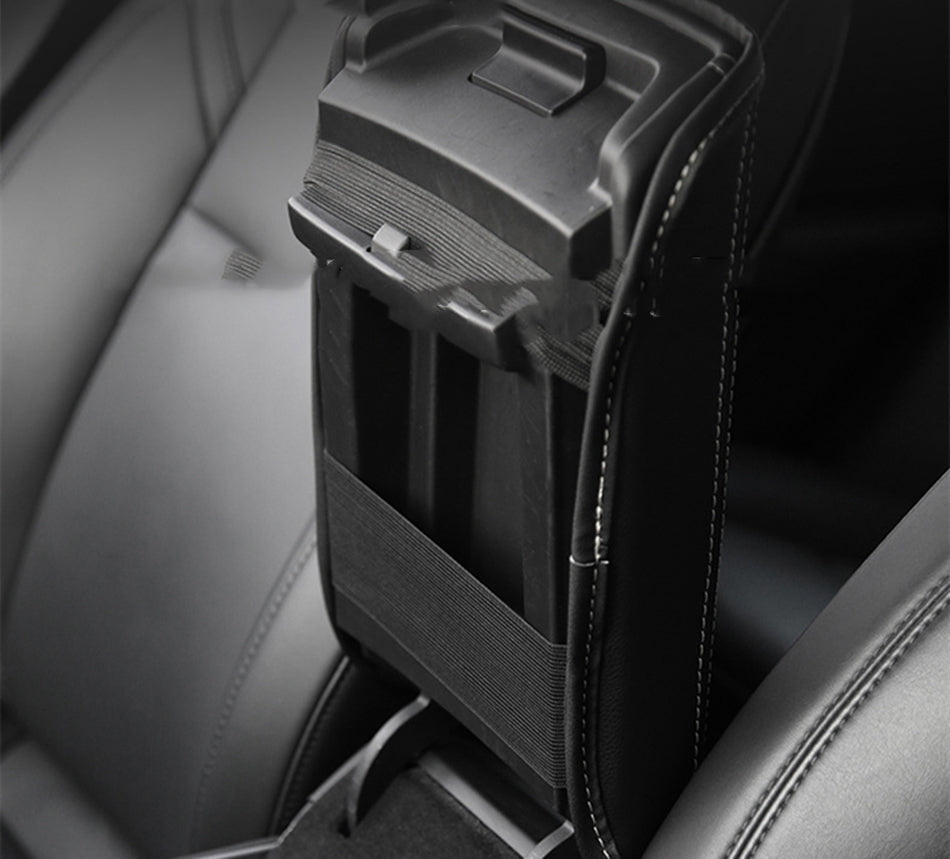 White Faux Leather Armrest Box Protective Cover For Model 3 and Model Y