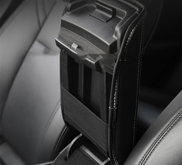 White Faux Leather Armrest Box Protective Cover For Model 3 and Model Y