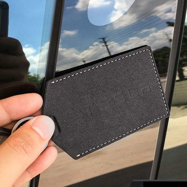 Red Leather Protective Car Card Key Cover For All Tesla Models