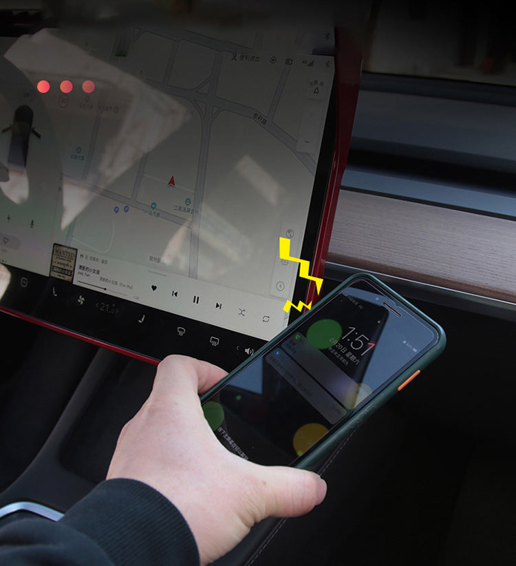 Matte Carbon Fiber ABS Central Console Screen Protector Frame for Model 3 and Model Y