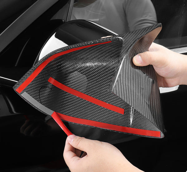 Bright Carbon Real Carbon Fiber Side Mirror Decorative Cover For Model Y