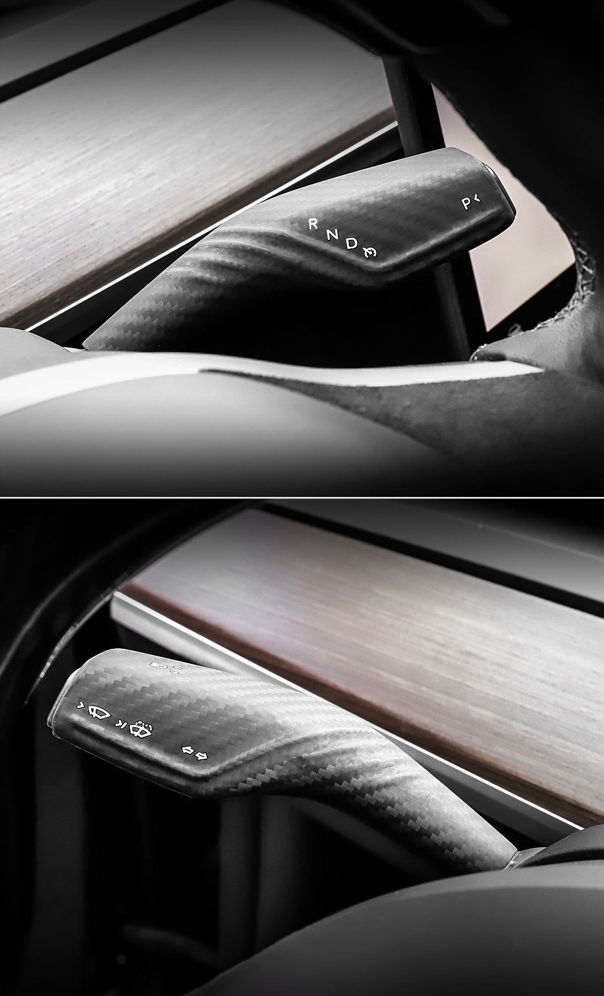 Matte Carbon Real Carbon Fiber Turn Signal Lever Cover For Model 3 and Model Y