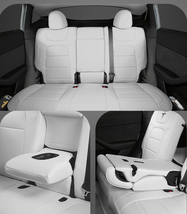 Red Nappa Leather Half Surround Seat Cover For Model 3 2024