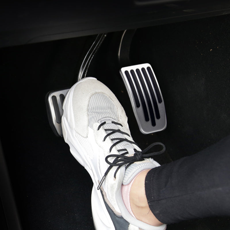 Silver Aluminum Alloy Gas-Break Pedal Covers For Model 3 and Model Y