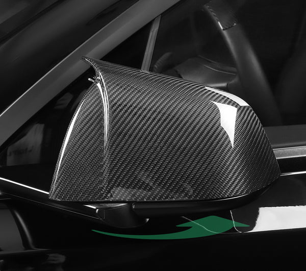 Bright Carbon Real Carbon Fiber Side Mirror Decorative Horn Cover For Model Y