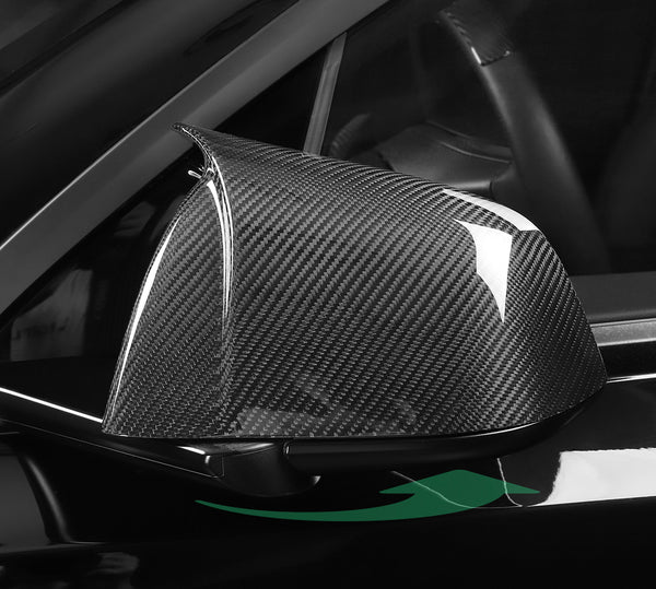Bright Carbon Real Carbon Fiber Side Mirror Decorative Horn Cover For Model 3