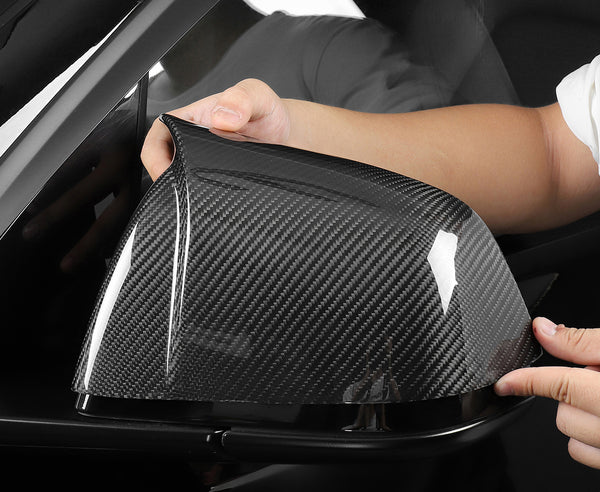 Matte Carbon Real Carbon Fiber Side Mirror Decorative Cover For Model 3