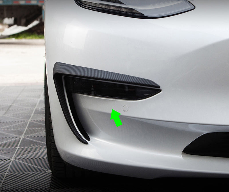Matte Carbon Pattern Front Fog Lamp Trim Strip For Model 3 2017-2023
