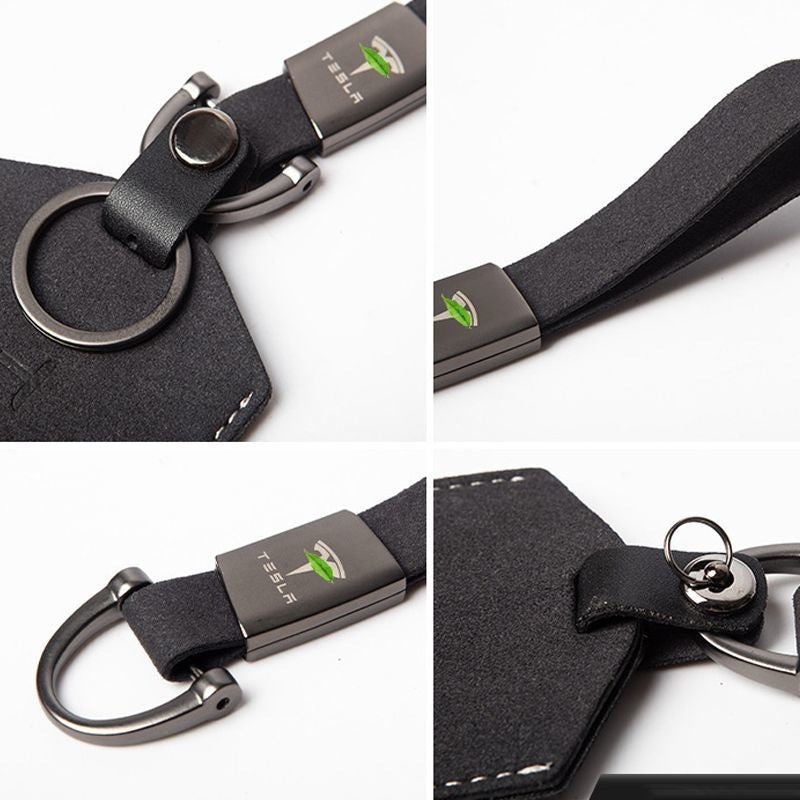 Red Leather Protective Car Card Key Cover For All Tesla Models