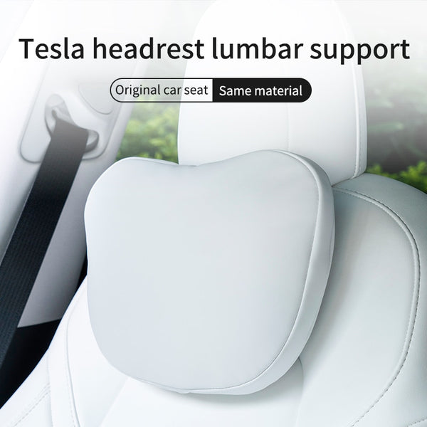 White Nappa Leather Headrest Neck Pillow For All Tesla Models