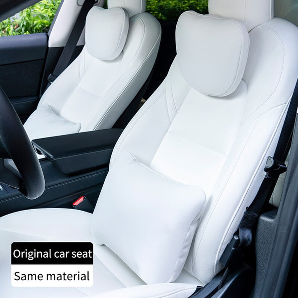 White Nappa Leather Headrest Neck Pillow For All Tesla Models
