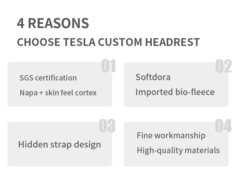 White Nappa Leather Headrest Neck Pillow For All Tesla Models
