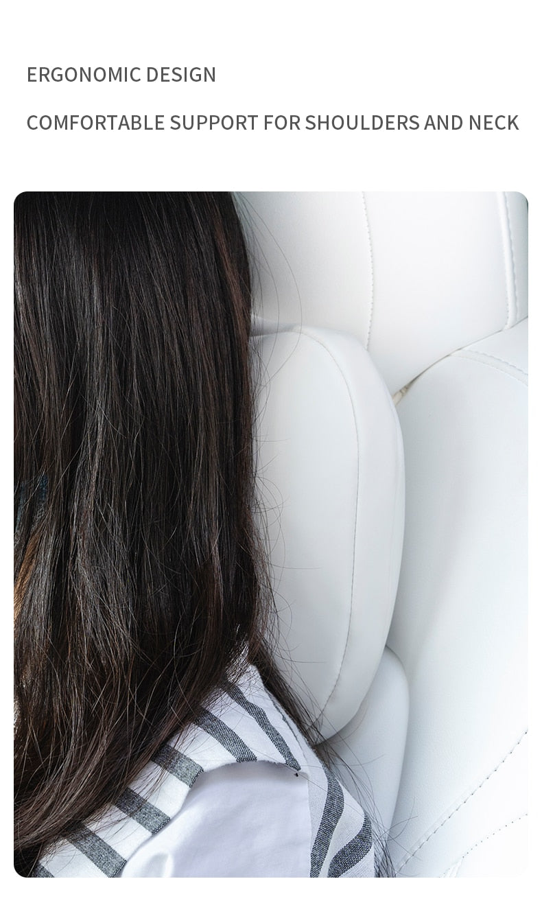 White Nappa Leather Headrest Neck Pillow For All Tesla Models
