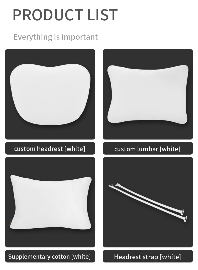 White Nappa Leather Headrest Neck Pillow For All Tesla Models